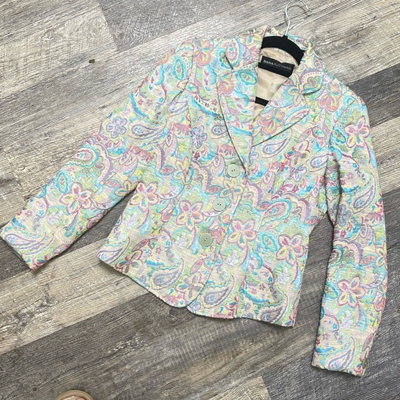 Vintage Dana Buchanan jacket - shimmery and floral pattern - never been worn - Picture 2 of 7
